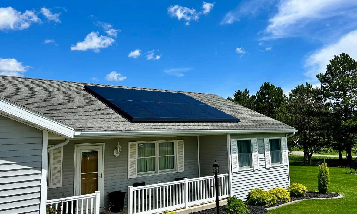 House with solar panels installed on roof
